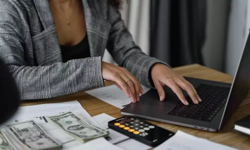 businesswoman working on a laptop